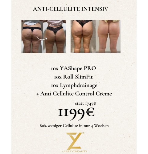 Bodyforming-pakket 3 – Anti-cellulite intensief (10x YAShape Pro, Roll SlimFit, lymfedrainage + crème)