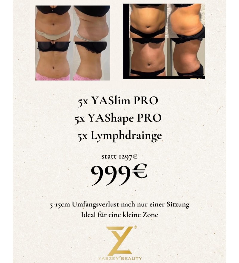 Bodyforming-pakket 1 – Kleine zones (5x YASlim Pro, YAShape Pro, lymfedrainage)